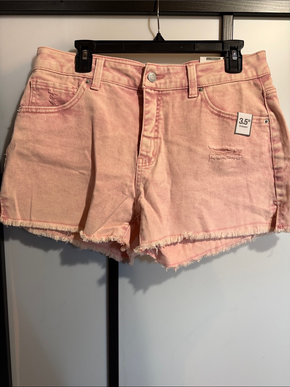 Time and Tru Pale Pink Frayed Denim Shorts